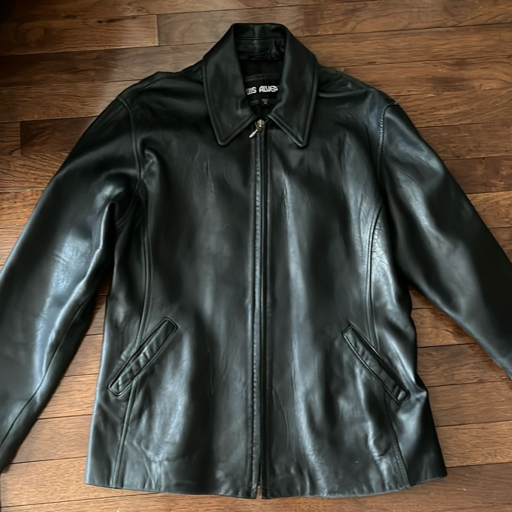 Genuine Leather Biker Bomber Jacket by Luis Alvear Black Size M